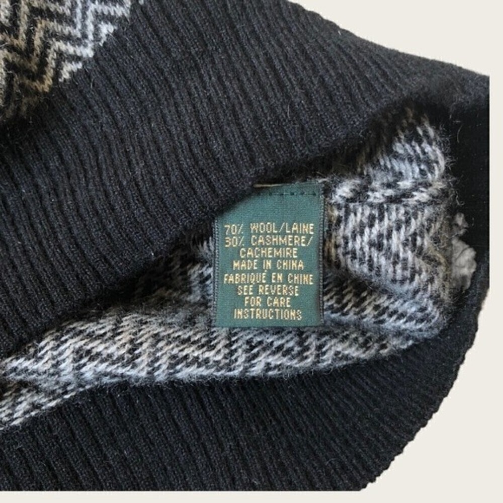 Bobby Jones Chevron V Neck Sweater Wool Cashmere Black Gray XL - Picture 7 of 14